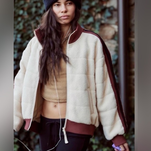 Free People Jackets & Blazers - Free People Fleecy Sherpa Scrunchy Pippa Jacket Quilted NWT XL